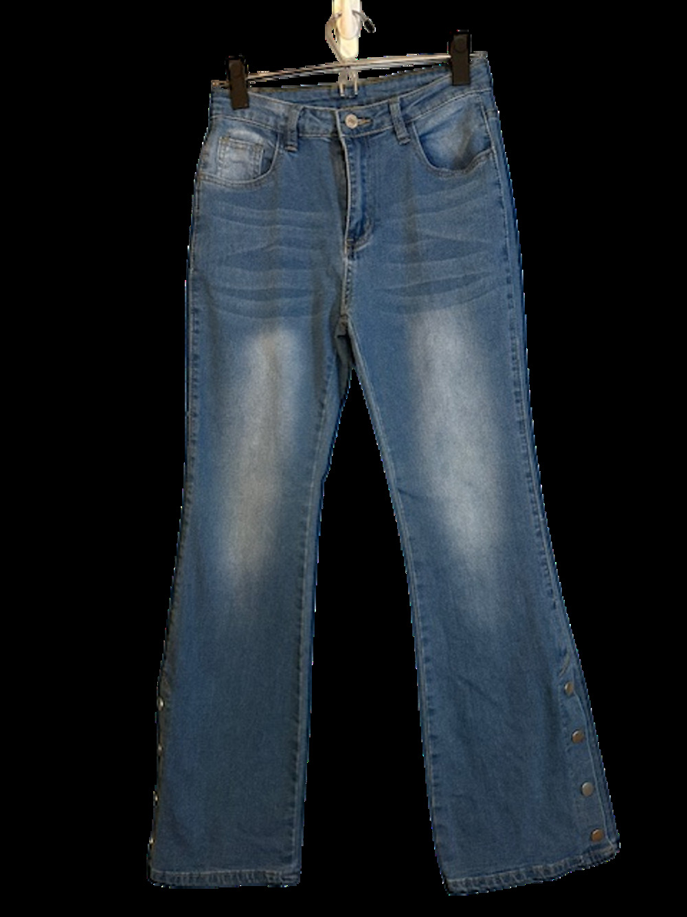 SHEIN Blue Cotton Blend Wide Leg Flare Casual Denim Jeans Women Sz 27